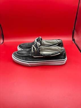 Sperry Men's Bahama 2-Eye Boat Shoes Black Acid Washed Canvas Size 12M